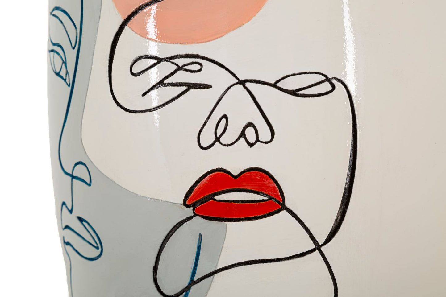 Colorful Vase with Abstract Face Design