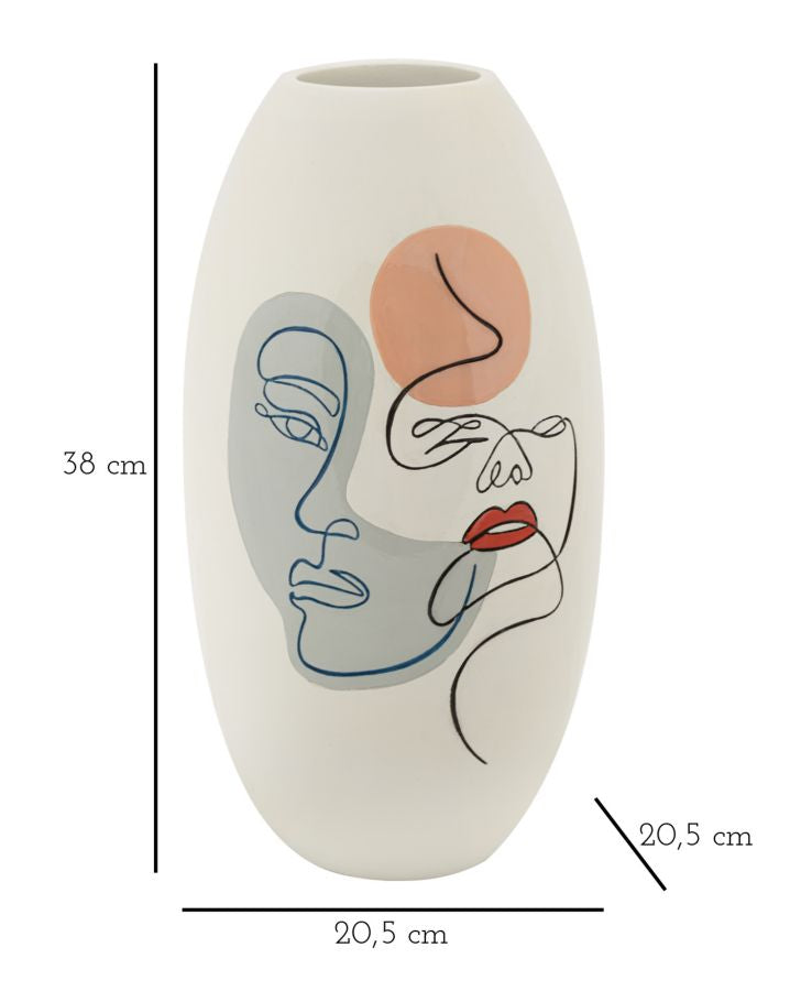 Colorful Vase with Abstract Face Design