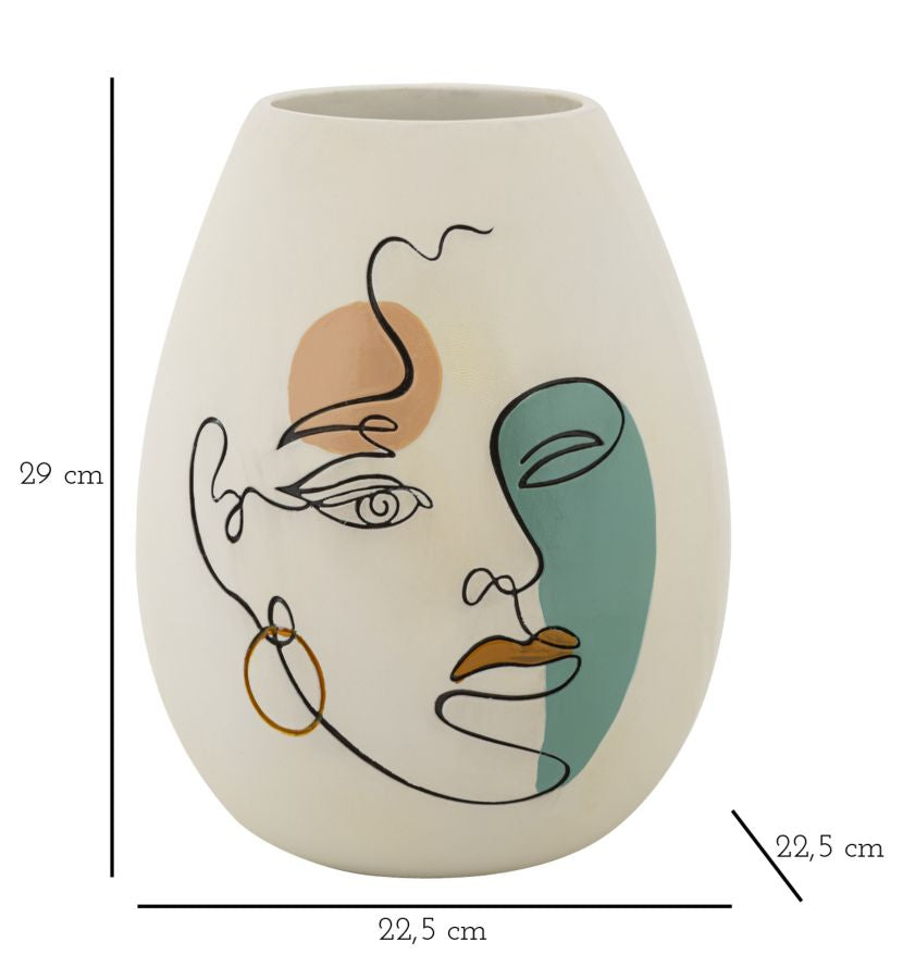 Colorful Vase with Abstract Face Design