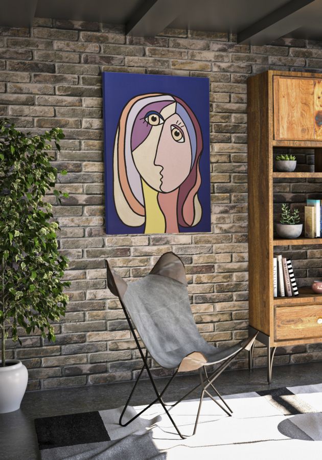 Colorful Abstract Bohoo Face Canvas Painting
