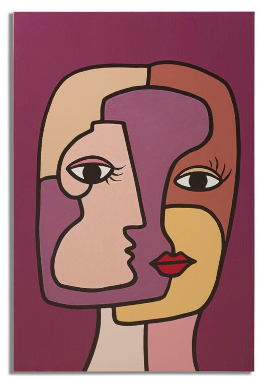Colorful Abstract Bohoo Face Canvas Painting