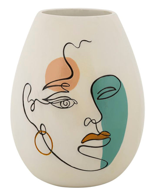 Colorful Vase with Abstract Face Design