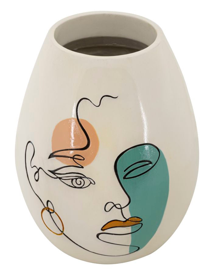 Colorful Vase with Abstract Face Design