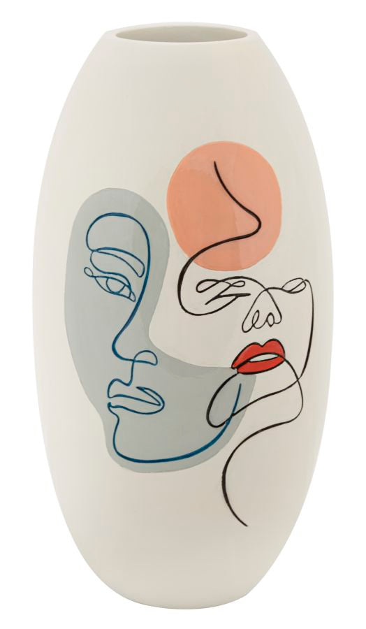 Colorful Vase with Abstract Face Design