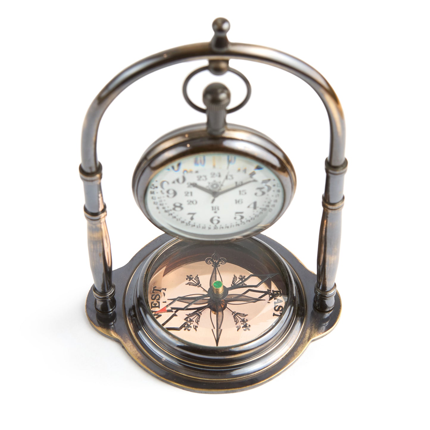 Classic Victorian Desk Clock with Built-In Compass ¨C Perfect Gift for History Lovers & Collectors