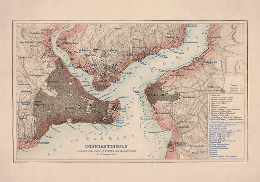 Constantinople (Istanbul) Map dated 1855